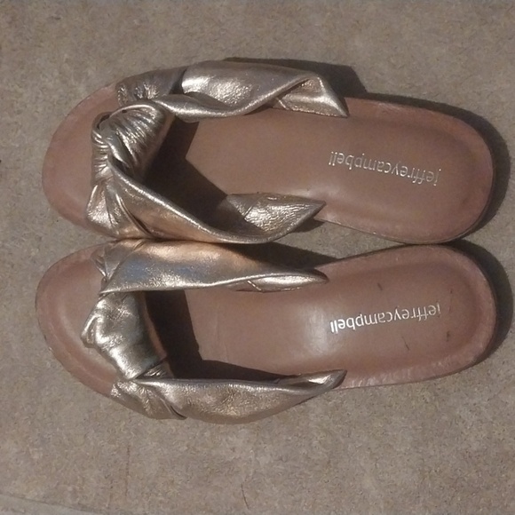 Jeffrey Campbell Womens Rose Gold Soft Leather Metallic Sandals Size 7 Handmade - Picture 5 of 8